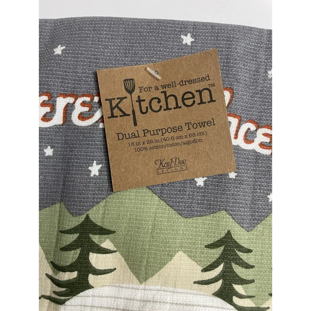Kay Dee Designs Camping Kitchen Towels Set of 2 Camper Campfire 16x26 Cotton NWT